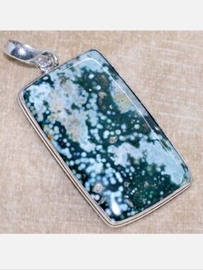 Ocean Jasper Gemstone 925 Sterling Silver Handmade Pendant Necklace